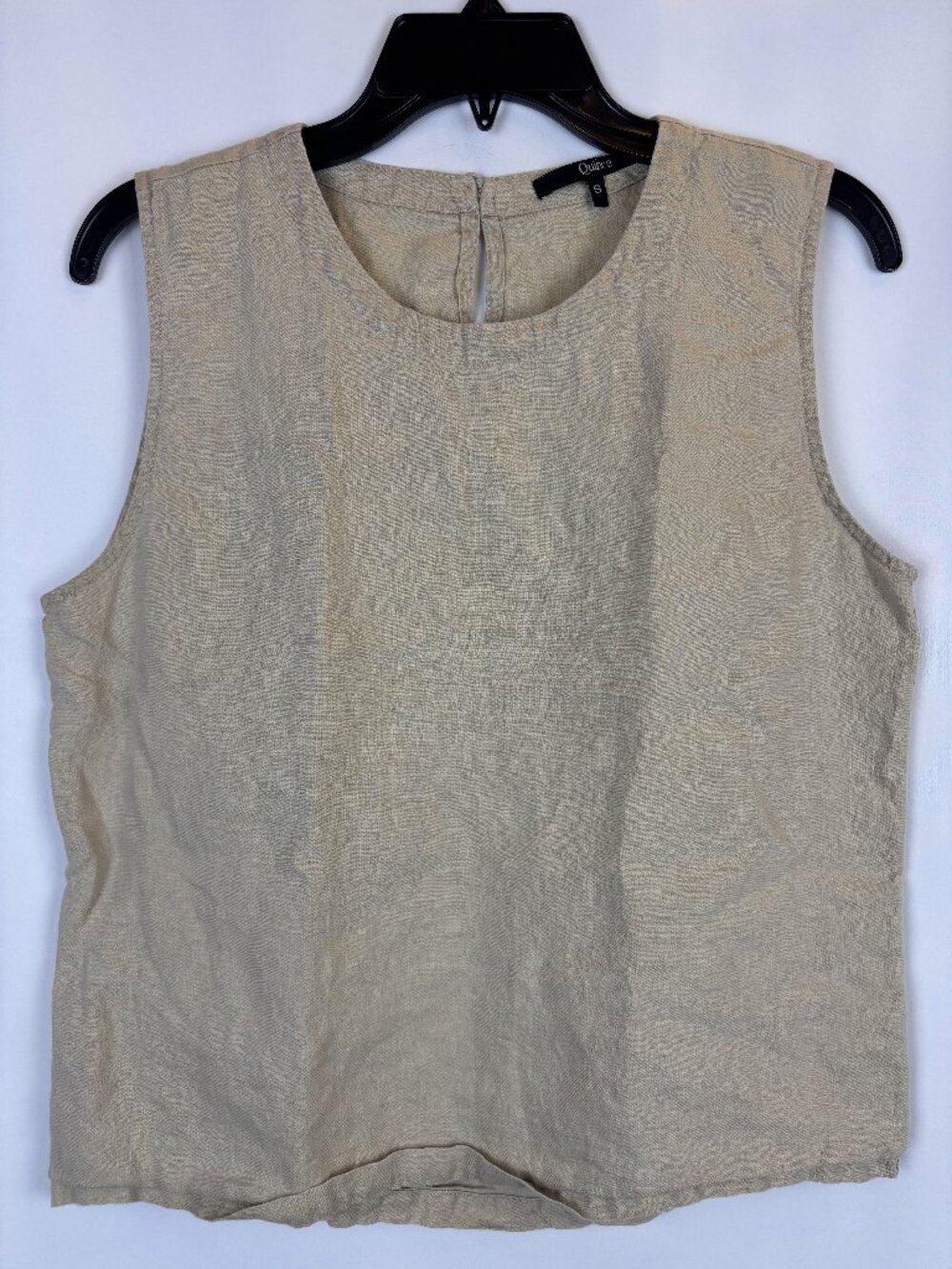 Small Quince 100% European Linen Sleeveless Top Cream Tank Blouse Lightweight